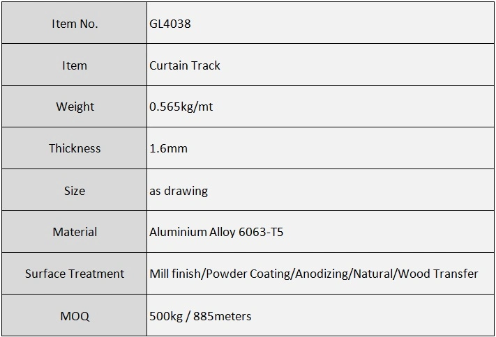 Gl4038 Thick Electric Curtain Track in Powder Coating Color